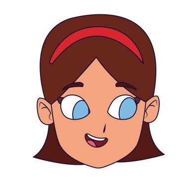 Beyaz arkaplanda mutlu kız yüzü simgesi