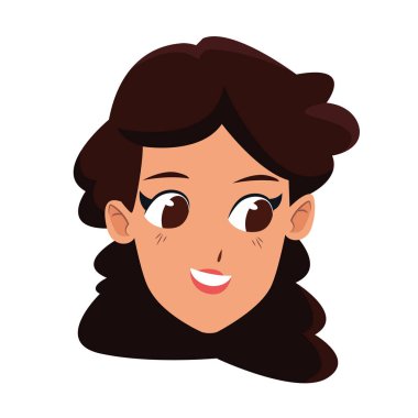 Mutlu kadın yüzü gülümseyen ikon, renkli tasarım