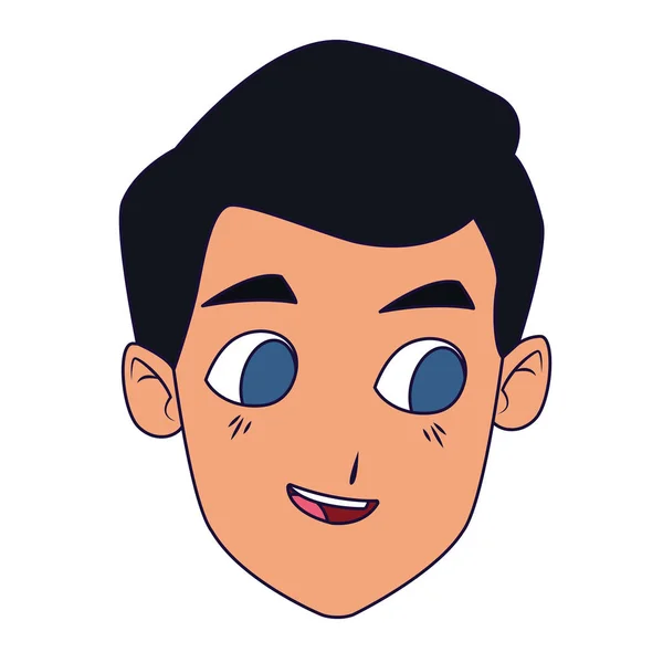 Dessin animé Happy boy icône du visage, design coloré — Image vectorielle