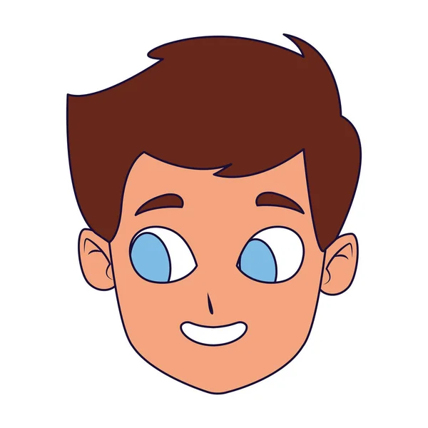Dessin animé mignon garçon visage icône — Image vectorielle