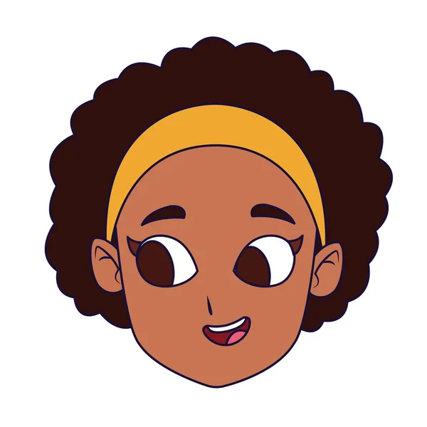Desenho animado afro menina rosto ícone — Vetor de Stock