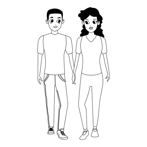 Γελοιογραφία χαρούμενος άνθρωπος και γυναίκα εικονίδιο, επίπεδη σχεδίαση — Διανυσματικό Αρχείο