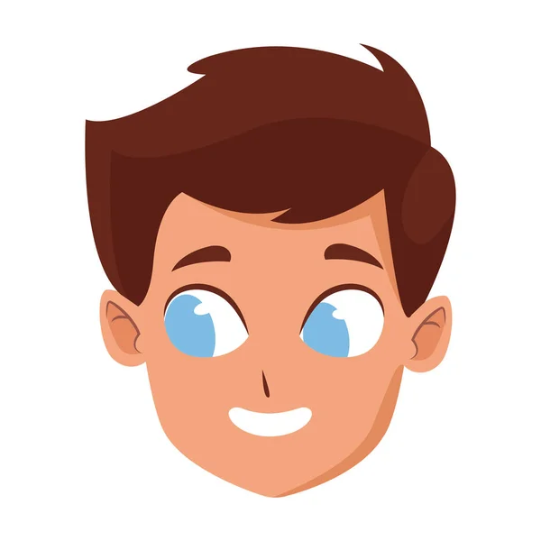 Dibujos animados lindo chico cara icono, diseño colorido — Vector de stock