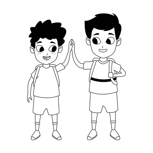 Cartoon glückliche Jungen stehende Ikone, flaches Design — Stockvektor