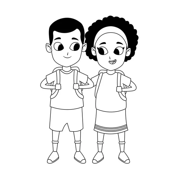 Dibujos animados afro chica y niño icono, diseño plano — Vector de stock