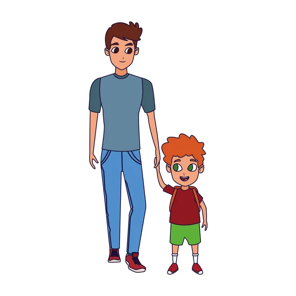Padre e hijo icono de pie, diseño plano — Archivo Imágenes Vectoriales