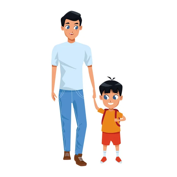 Cartoon father and son icon, flat design — Stock Vector