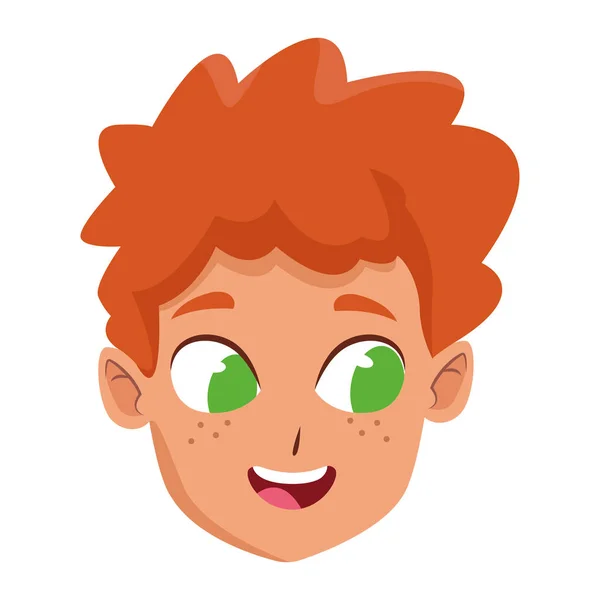 Glad pojke leende ansikte ikon, färgglad design — Stock vektor