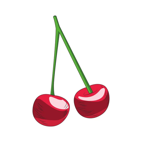 Cherries fruit icon, colorful design — 스톡 벡터