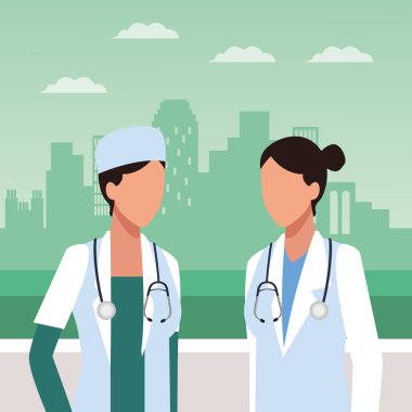 Kadın doktorlar ikonu, renkli tasarım