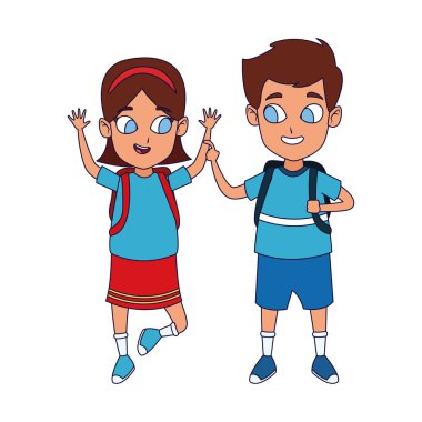 Mutlu kız ve oğlan ayakta