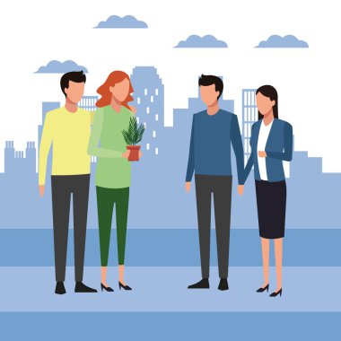 Ayakta duran Avatar çiftler, renkli tasarım