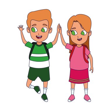 Mutlu oğlan ve kız gülümseyen ikon