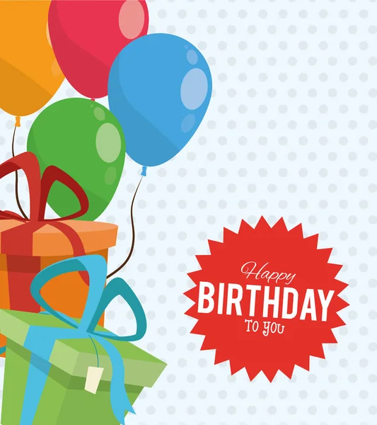 Alles Gute zum Geburtstag Feier Geschenk-Boxen Luftballons Dekoration Aufkleber — Stockvektor