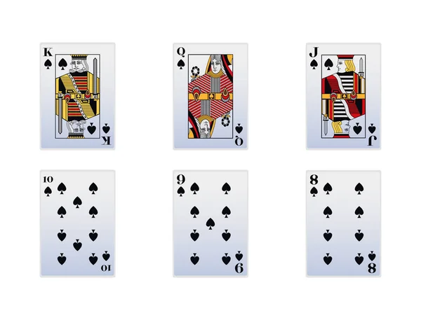 Jeu d'icônes de cartes de pique, design coloré — Image vectorielle