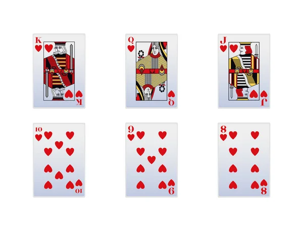 Heart cards of gambling cards icon set — 스톡 벡터