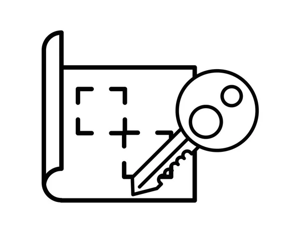 Key house door with document — Stock Vector