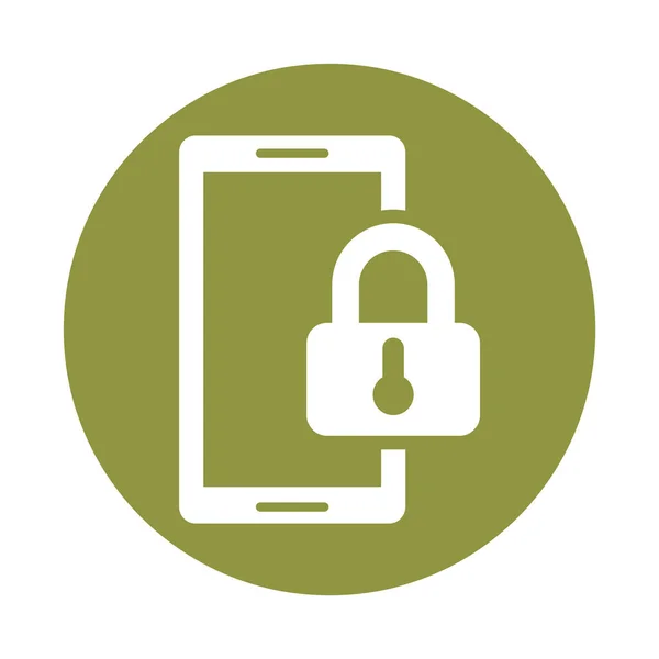Dispositivo smartphone con candado de seguridad — Vector de stock