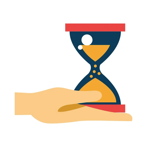 Hand lifting hourglass timer icon — Stock Vector