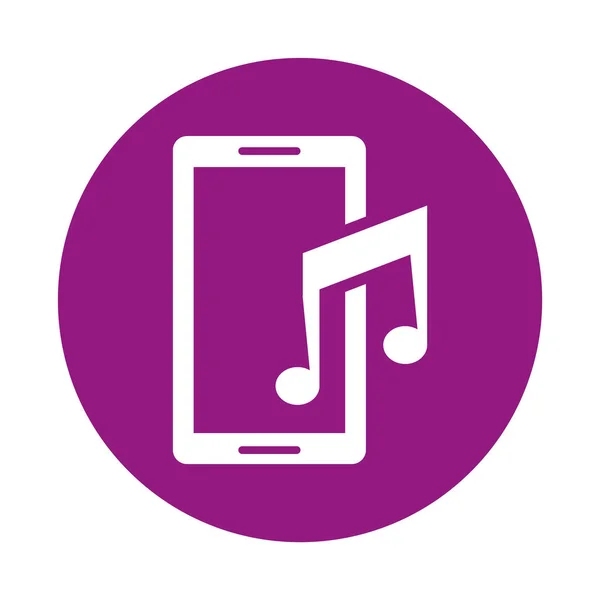 Dispositivo de smartphone com nota de música — Vetor de Stock