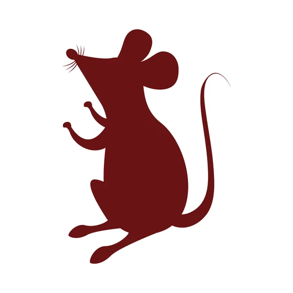 Roztomilý malý myš silueta ikona — Stockový vektor