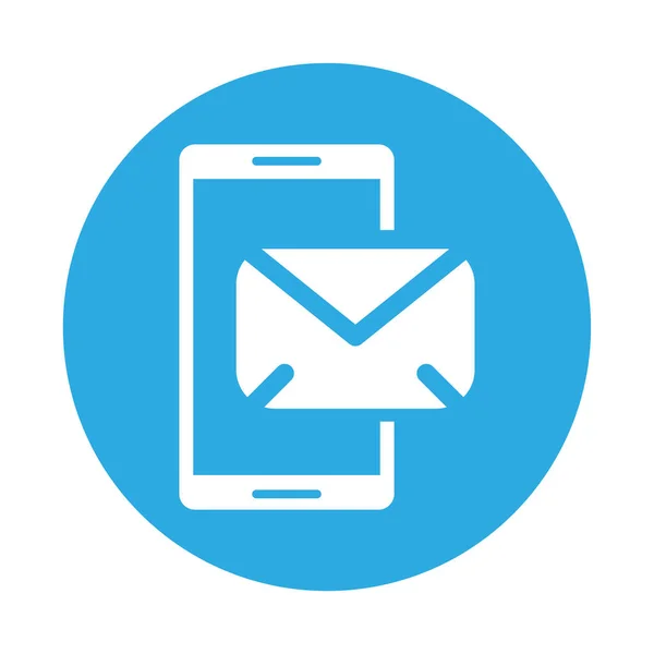 Dispositivo de smartphone com envelope mail — Vetor de Stock