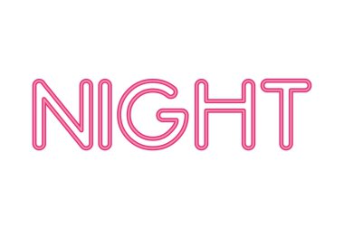Gece harfleri neon ışıklar etiketi
