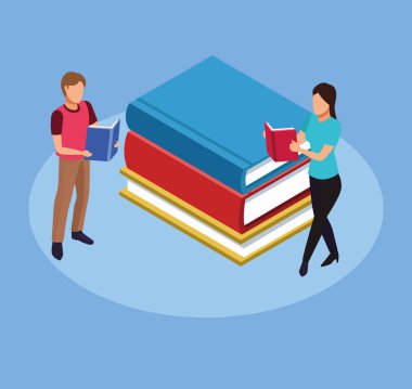 Bir grup küçük insan kitap okuyor.