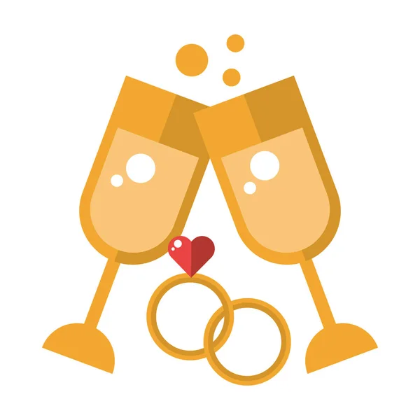 Чашки шампанского с сердечной любовью — стоковый вектор