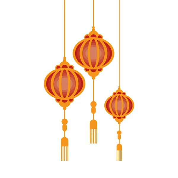 Lámpara china colgando icono aislado — Vector de stock
