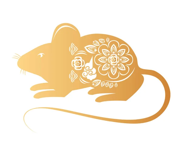 Șoarece drăguț mic cu model floral — Vector de stoc