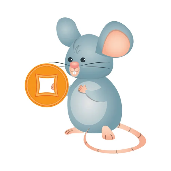 Niedliche kleine Maus Ikone isoliert — Stockvektor