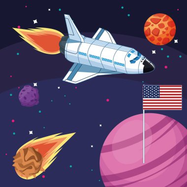 Uzay Amerikan bayrağı uzay aracı asteroit gezegenleri keşfi