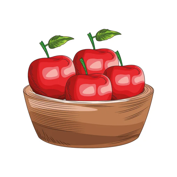 Schale mit Äpfeln Symbol, buntes Design — Stockvektor