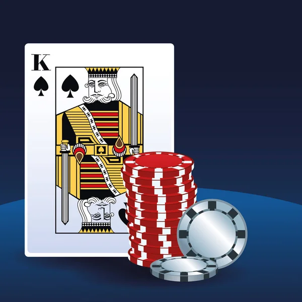 Poker king card chips betting game gambling casino — 图库矢量图片