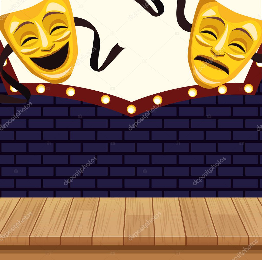 theatrical masks billboard stand up comedy show