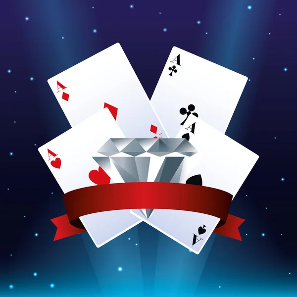 Покер-картки алмазні ставки ігрові азартні ігри банер казино — стоковий вектор