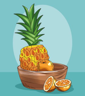 Taze meyve ananas portakalı sağlıklı yiyecek.