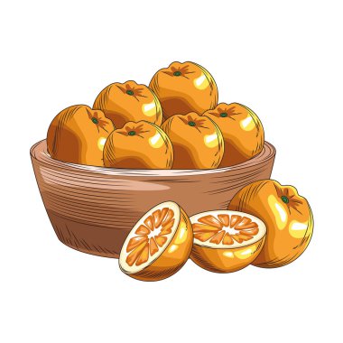 Portakal ikonlu kase, düz tasarım