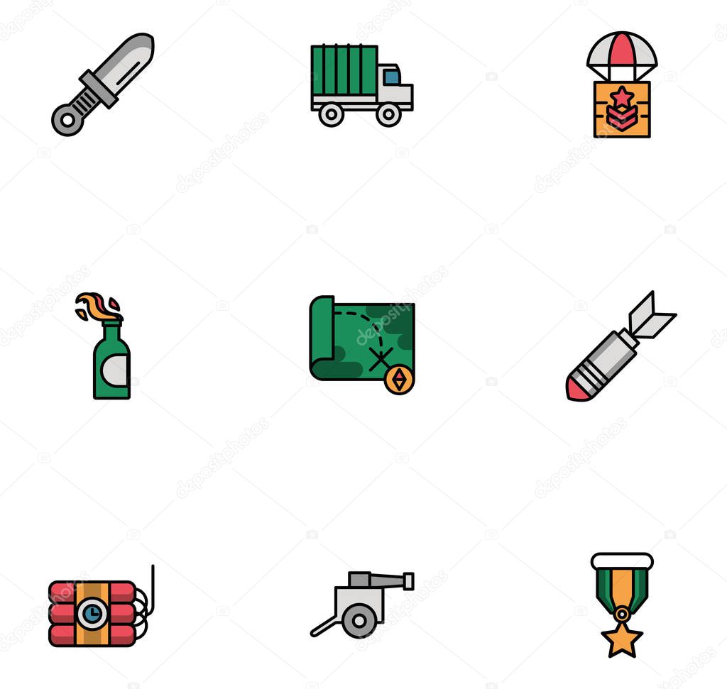 bundle of military set icons