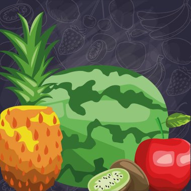 Taze meyve ananaslı karpuz kivi sağlıklı.