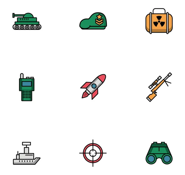 Paquete de iconos conjunto militar — Vector de stock