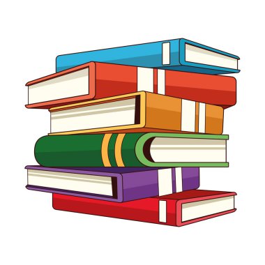 dizilmiş kitap simgesi karikatürü izole edildi