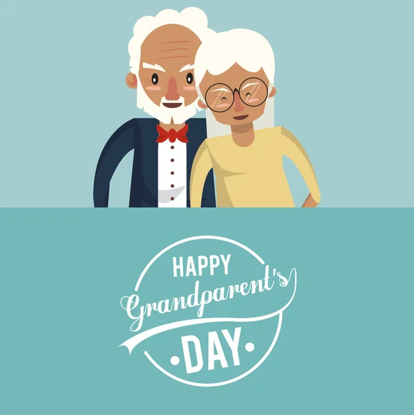 Happy grandparents day card with cartoons — Stock Vector