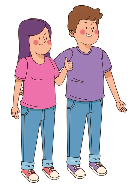 Adolescentes amigos sonriendo y divertirse dibujos animados — Archivo Imágenes Vectoriales