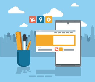 Teknoloji aygıtı eletronik modern cihaz çizgi filmi