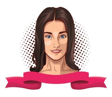 Pop art güzel kadın yüz gülümseyerek