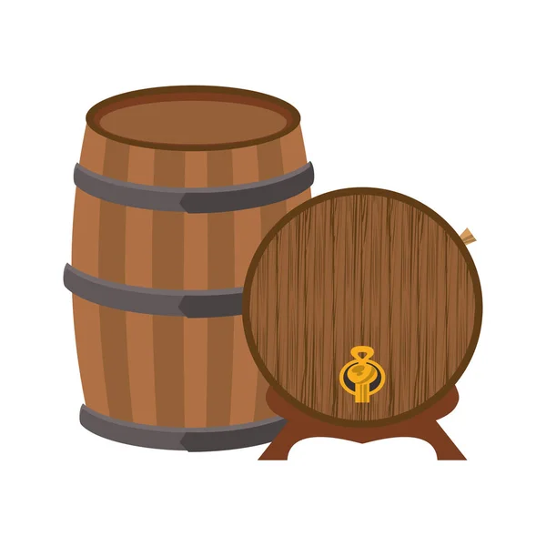 Κρασί ξύλινα βαρέλια επίπεδη σχεδίαση — Διανυσματικό Αρχείο