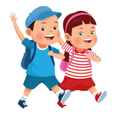 Sırt çantalarıyla gülümseyen okul çocukları