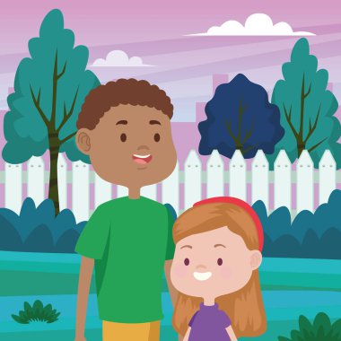 Genç baba ve kızı tarlada.